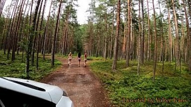 Pick up of three redhead female students jogging in the forest - girls piss - nicely jerked off, see you later