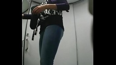 Girls show their wet pussies in a train toilet