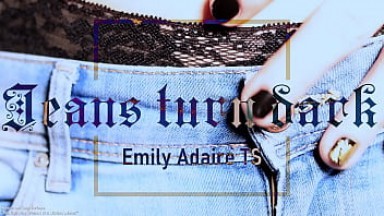 Trailer: jeans turn dark - TS pisses in her pants - jeans wetting - Emily Adaire trans german soaking wet casual skinny