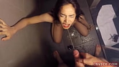 Face Pissed Ladyboy Fay Gives Thanks With Blowjob